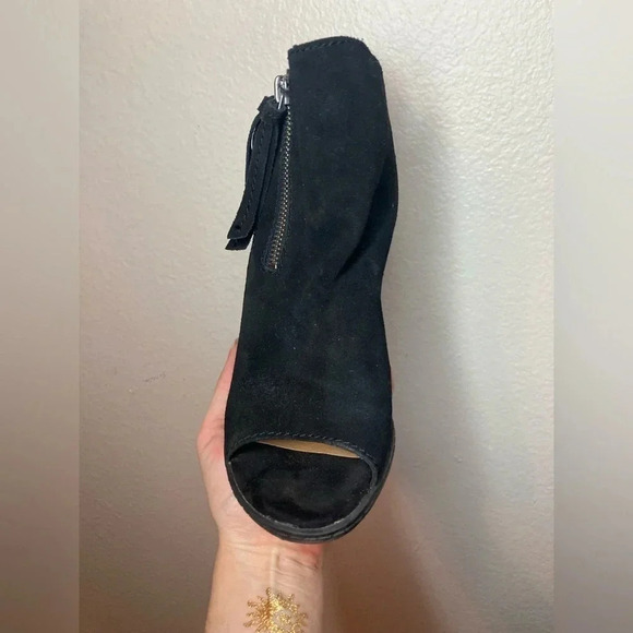 Dolce Vita Open Toed Suede Booties Size 8 Black Boots - Picture 7 of 10